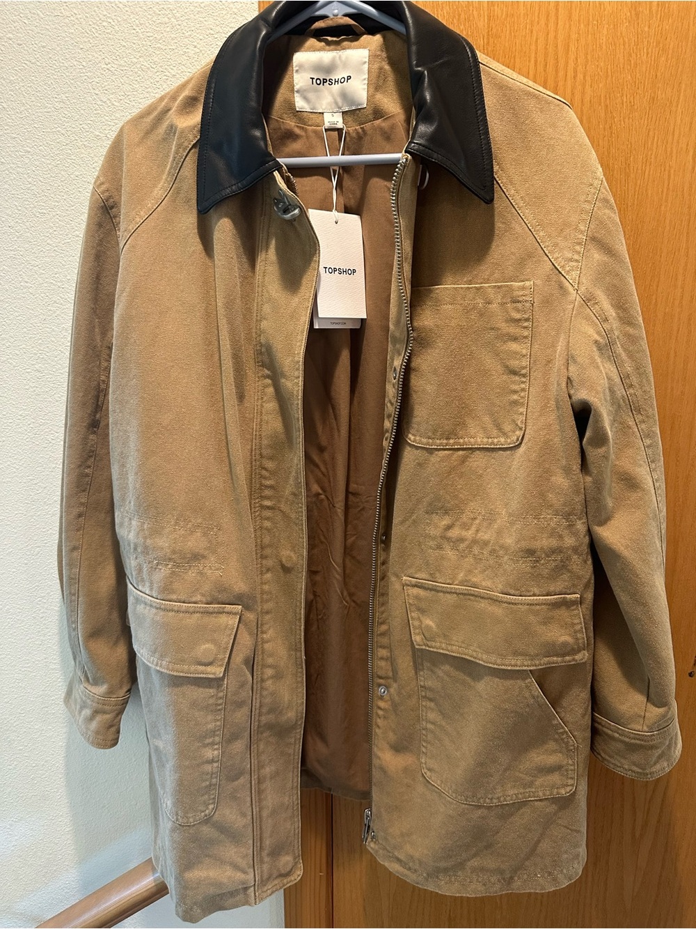 TOPSHOP Tan Field Jacket with Black Collar